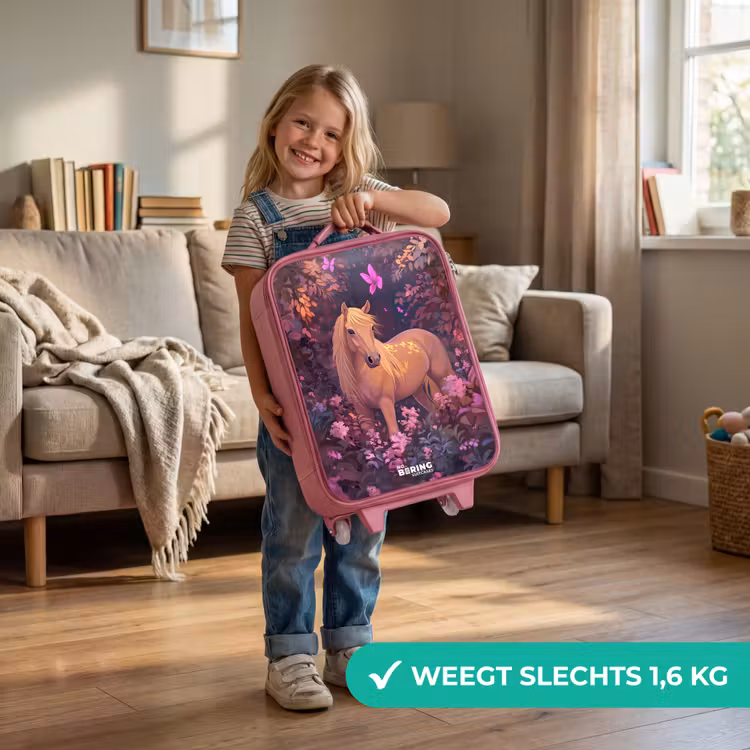 Kinderkoffer - Roze - Paard - Bloemen - Paars - Vlinder — 2