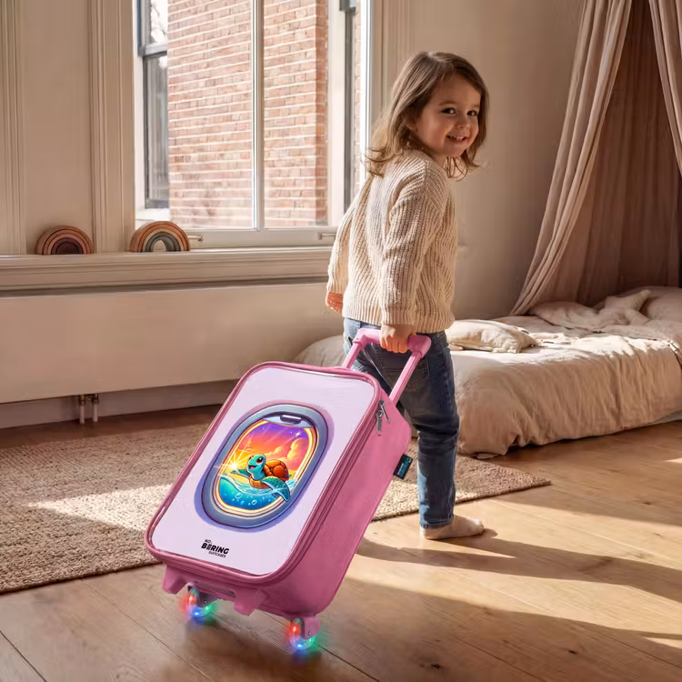 Kinderkoffer roze - Schildpad die zwemt met zonsondergang — 3