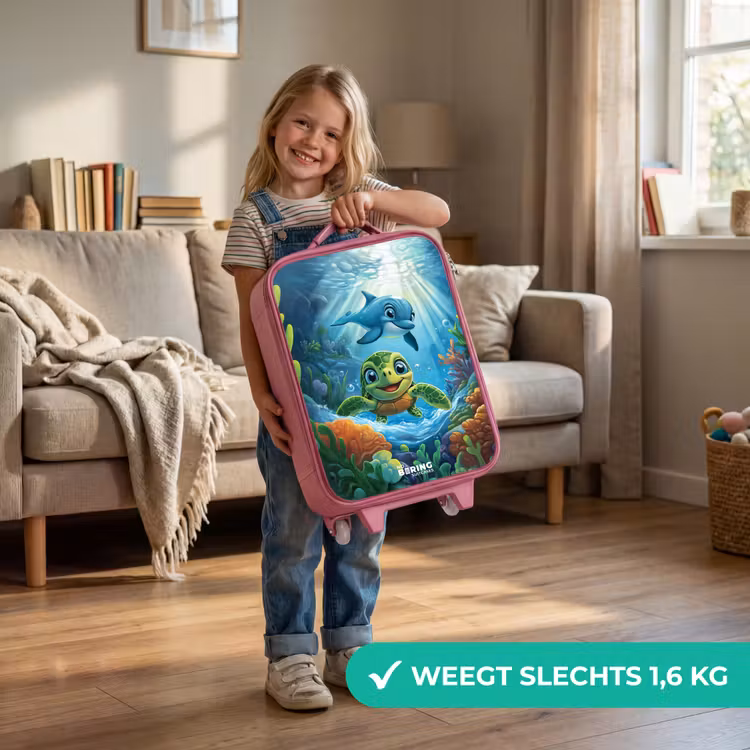 Kinderkoffer roze - Schildpad en dolfijn in blauwe oceaan — 2