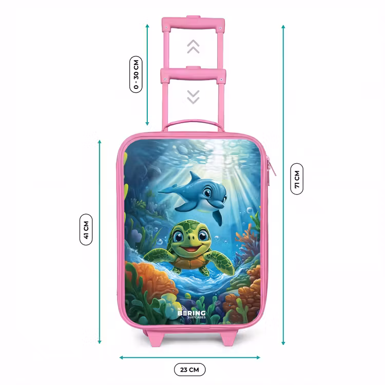 Kinderkoffer roze - Schildpad en dolfijn in blauwe oceaan — 5
