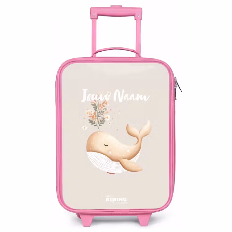 Kinderkoffer roze - Walvis in pastel beige kleuren — 1