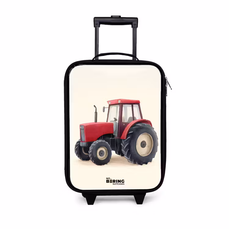Kinderkoffer - Zwart - Tractor - Getekend - Rood — 1