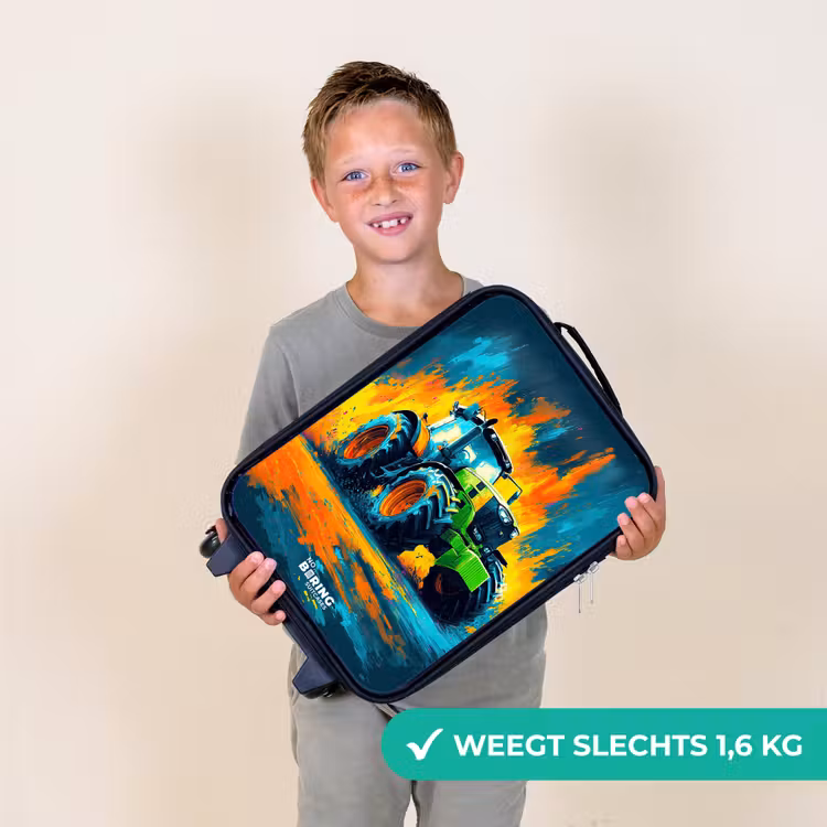 Kinderkoffer - Zwart - Tractor - Groen - Abstract - Penseelstreken — 3