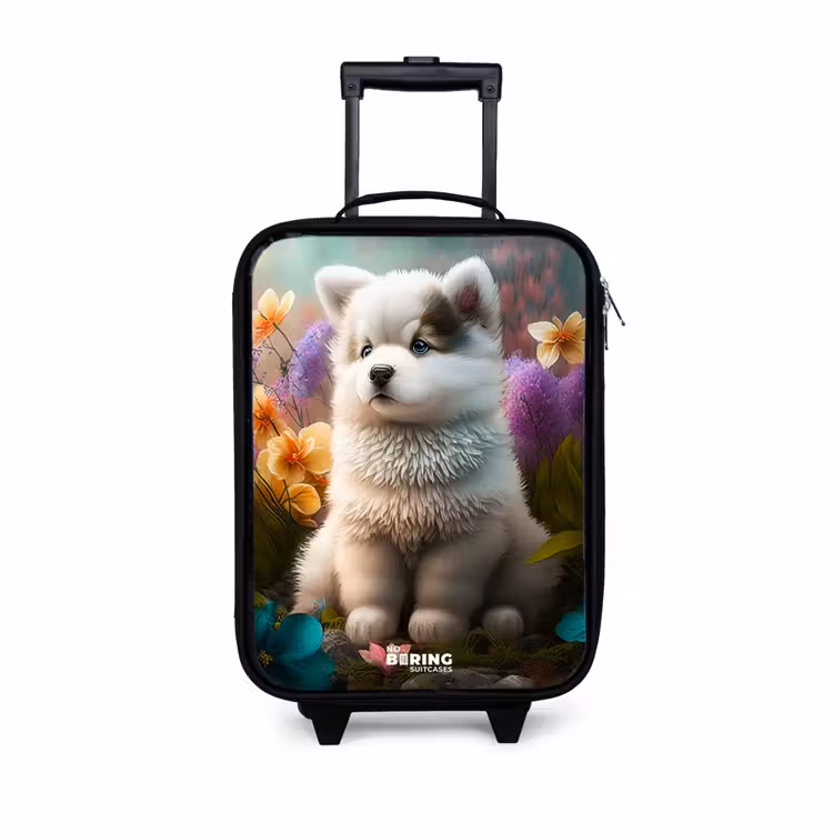 Kinderkoffer - Witte puppy in een bloemenweide — 1