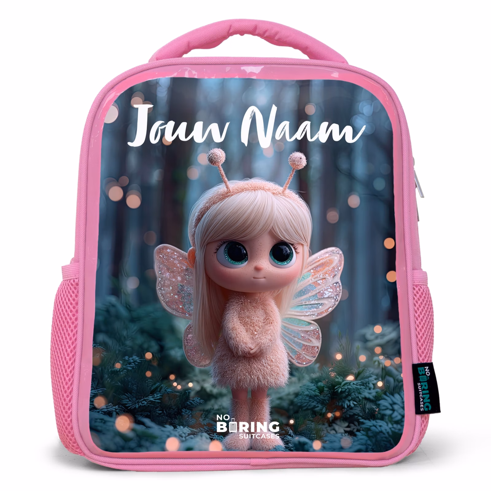 Rugzak kind met naam - Roze Fairy - Bos - Glitters — 1