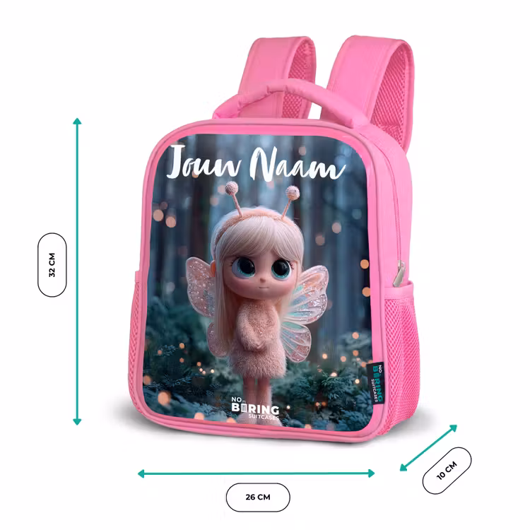 Rugzak kind met naam - Roze Fairy - Bos - Glitters — 3