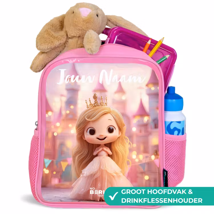 Rugzak kind met naam - Roze Prinses - Roze - Kasteel — 2