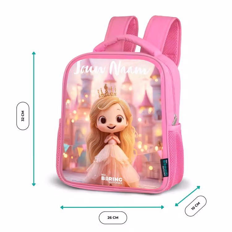 Rugzak kind met naam - Roze Prinses - Roze - Kasteel — 3