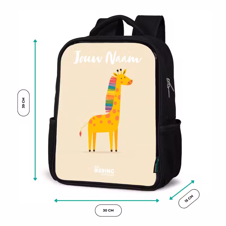 Rugzak kind met naam - Zwart - Giraffe - Dier - Kleurrijk — 5