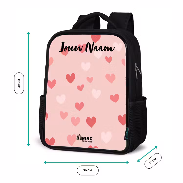 Rugzak kind met naam - Zwart - Hartjes - Patroon - Roze — 5