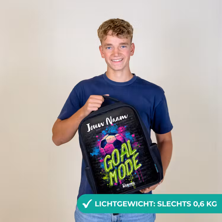 Rugzak kind met naam - Zwart - Neon - Graffiti - Voetbal - Kleurrijk — 2