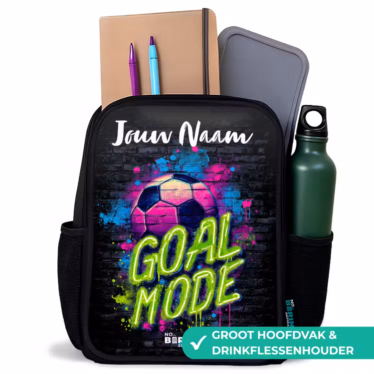 Rugzak kind met naam - Zwart - Neon - Graffiti - Voetbal - Kleurrijk — 4