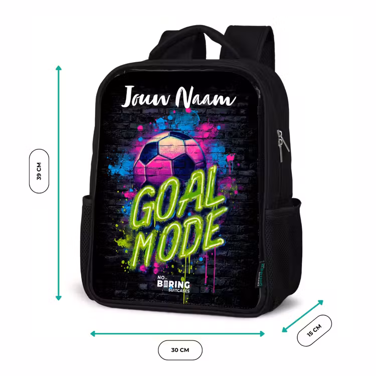 Rugzak kind met naam - Zwart - Neon - Graffiti - Voetbal - Kleurrijk — 5