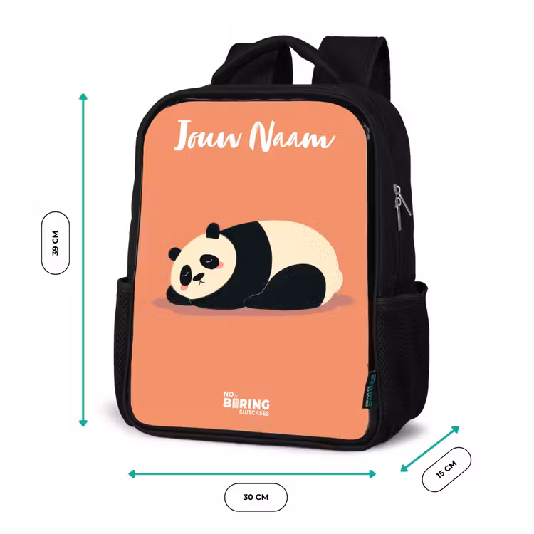 Rugzak kind met naam - Zwart - Panda - Slapen - Oranje — 5