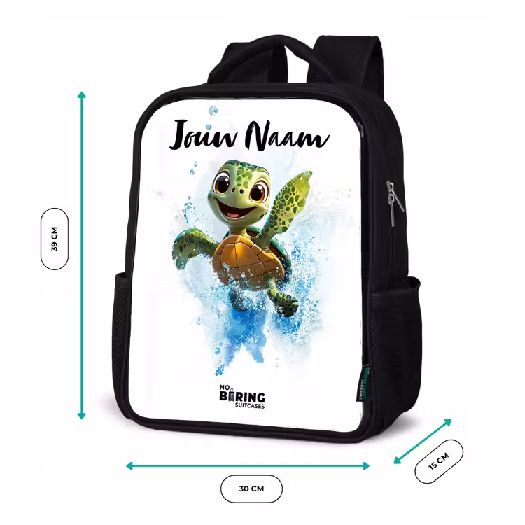 Rugzak kind met naam - Zwart - Schildpad - Water - Groen — 5