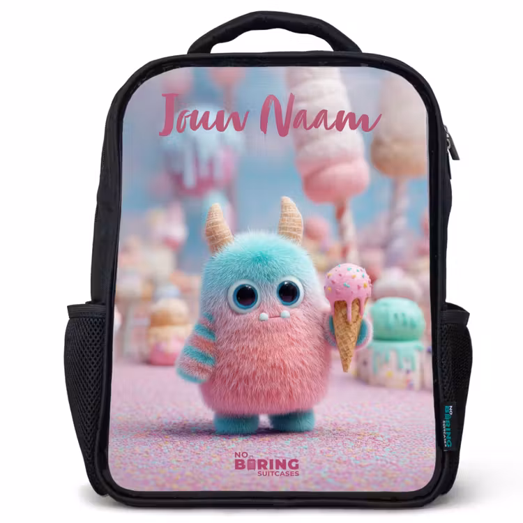 Rugzak kind met naam - Zwart - Zoet Monstersnoep Avontuur — 1