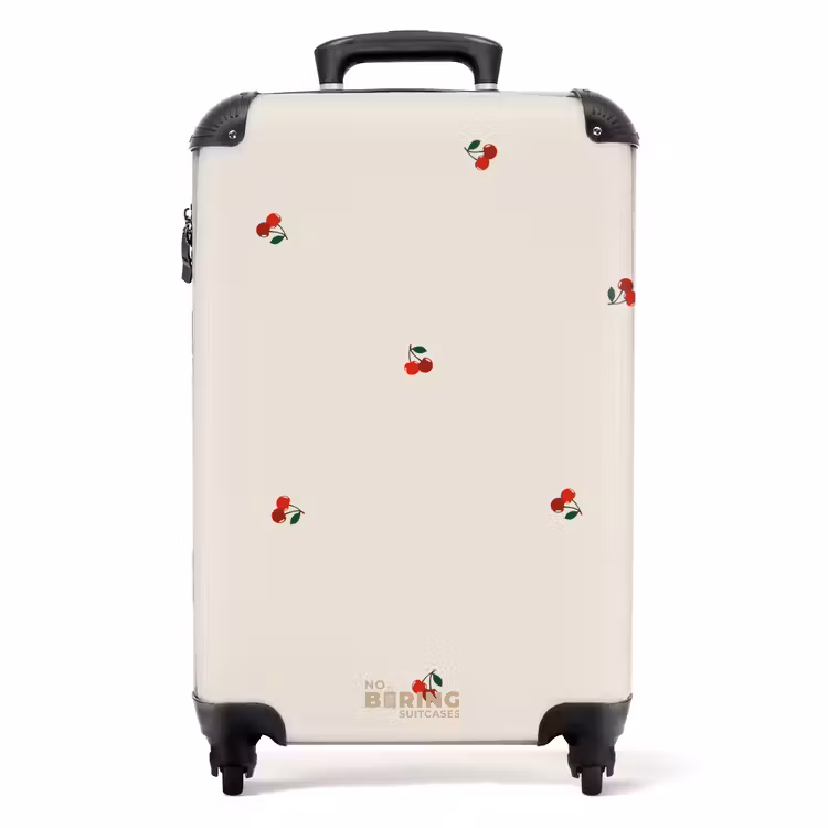 Koffer - Beige achtergrond met patroon van kleine kersen — 1