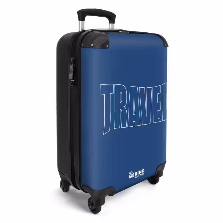 Koffer - Blauwe achtergrond met grote contourtekst Travel — 2