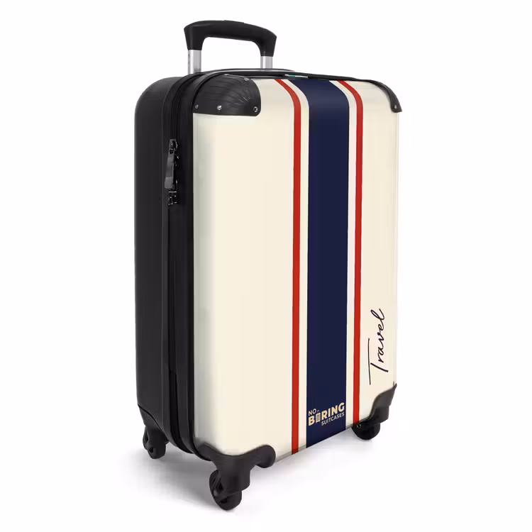 Koffer - Crèmekleurige achtergrond met centrale tricolor baan en tekst Travel — 2