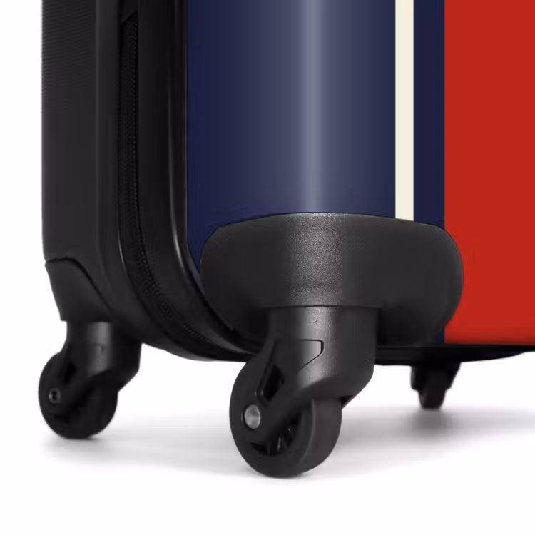 Koffer - Donkerblauwe achtergrond met rood-witte streep en tekst Taking Off — 6