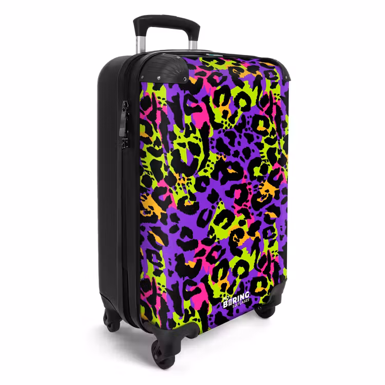 Koffer - Neon panterprint op paars met kleurrijke accenten — 2