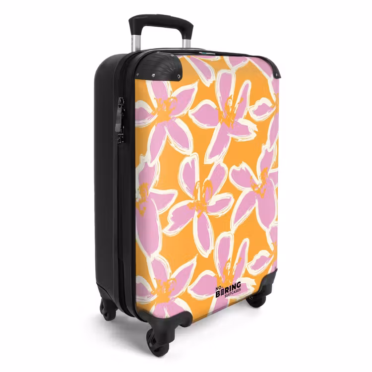 Koffer - Pastel bloemen - Roze met oranje — 2