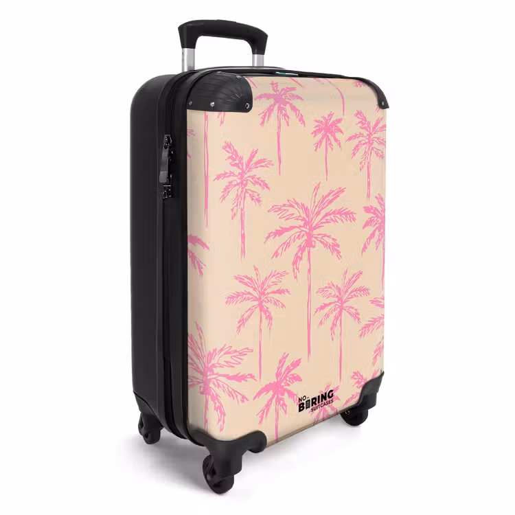 Koffer - Patronen - Roze palmbomenpatroon op beige achtergrond — 2