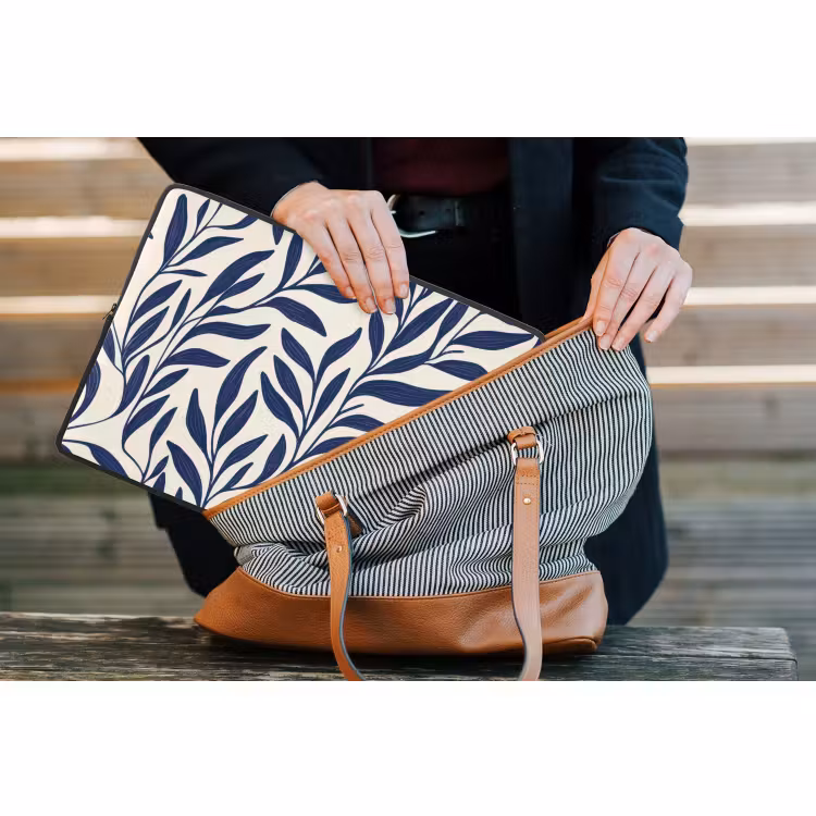 Laptophoes Bladeren - Klimop - Donkerblauw — 4