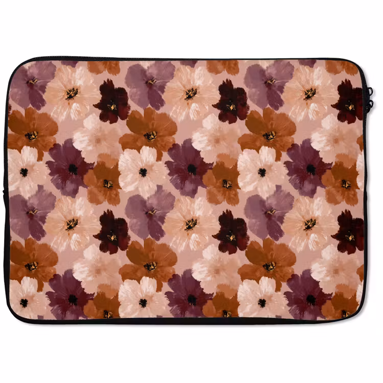 Laptophoes Bloemen - Abstract - Aardetinten — 1