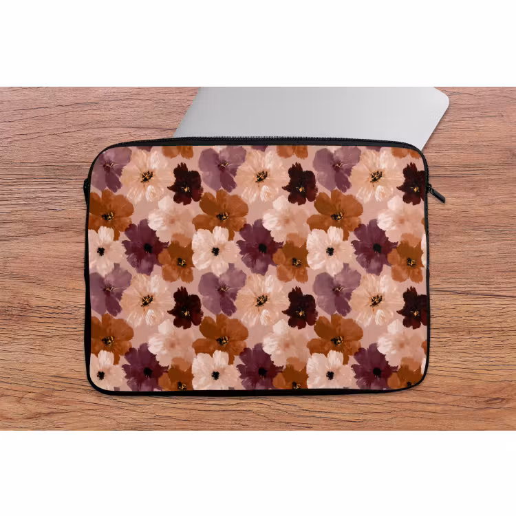 Laptophoes Bloemen - Abstract - Aardetinten — 2