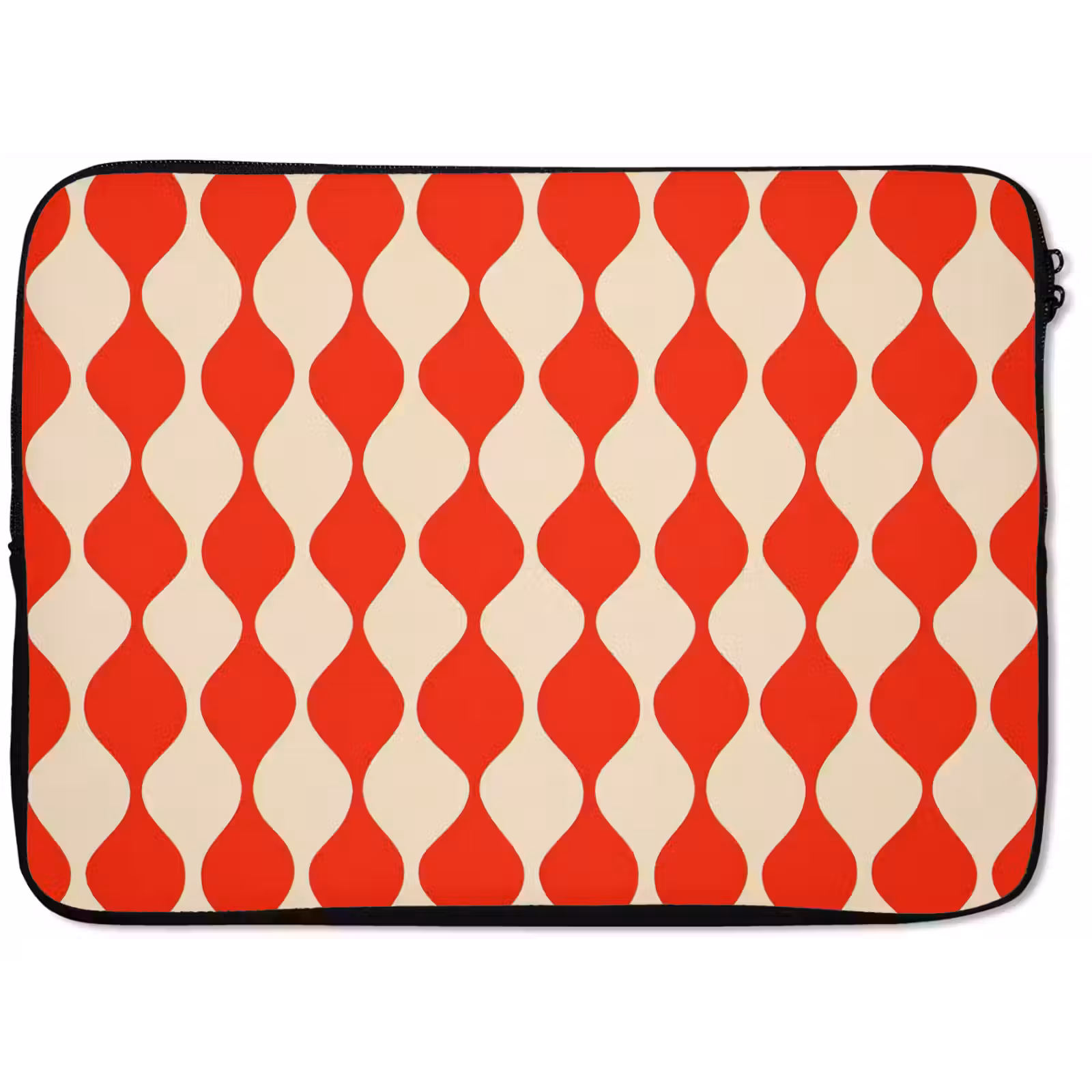 Laptophoes Golvend patroon - Retro - Rood - Beige — 1