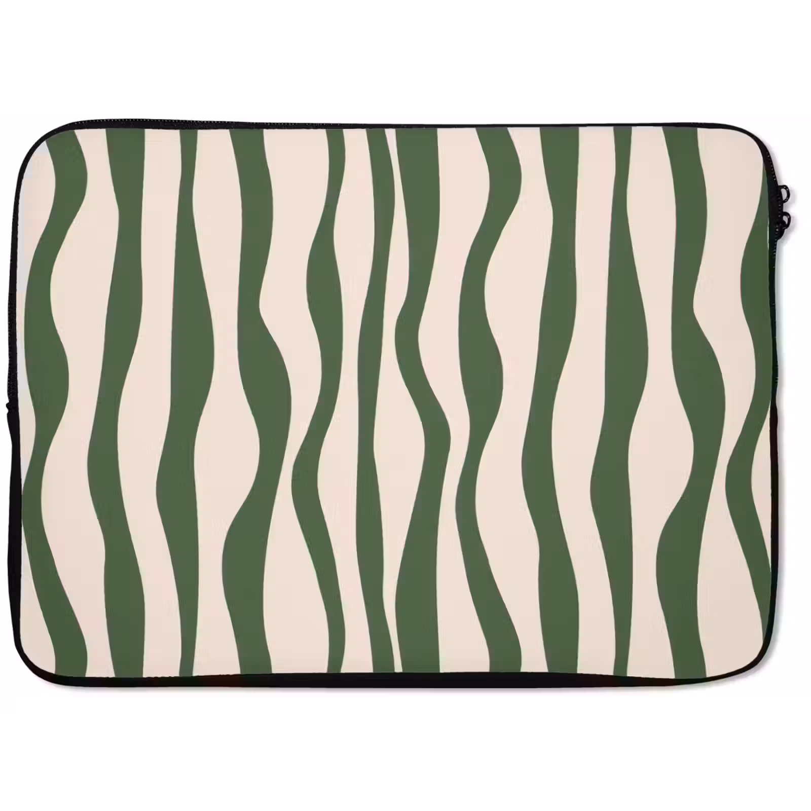 Laptophoes Golvende lijnen - Beige - Groen - Strepen - Abstract — 1