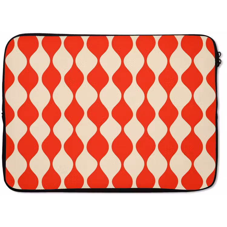 Laptophoes Golvend patroon - Retro - Rood - Beige — 1