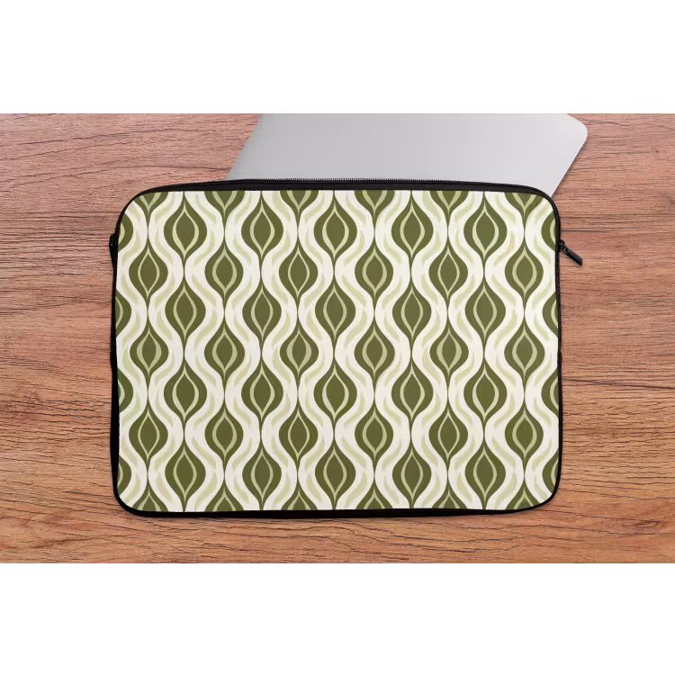Laptophoes Patroon - Retro - Groen — 2
