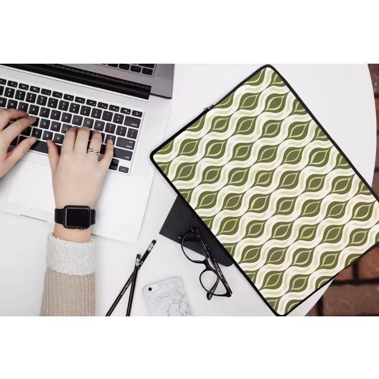 Laptophoes Patroon - Retro - Groen — 3