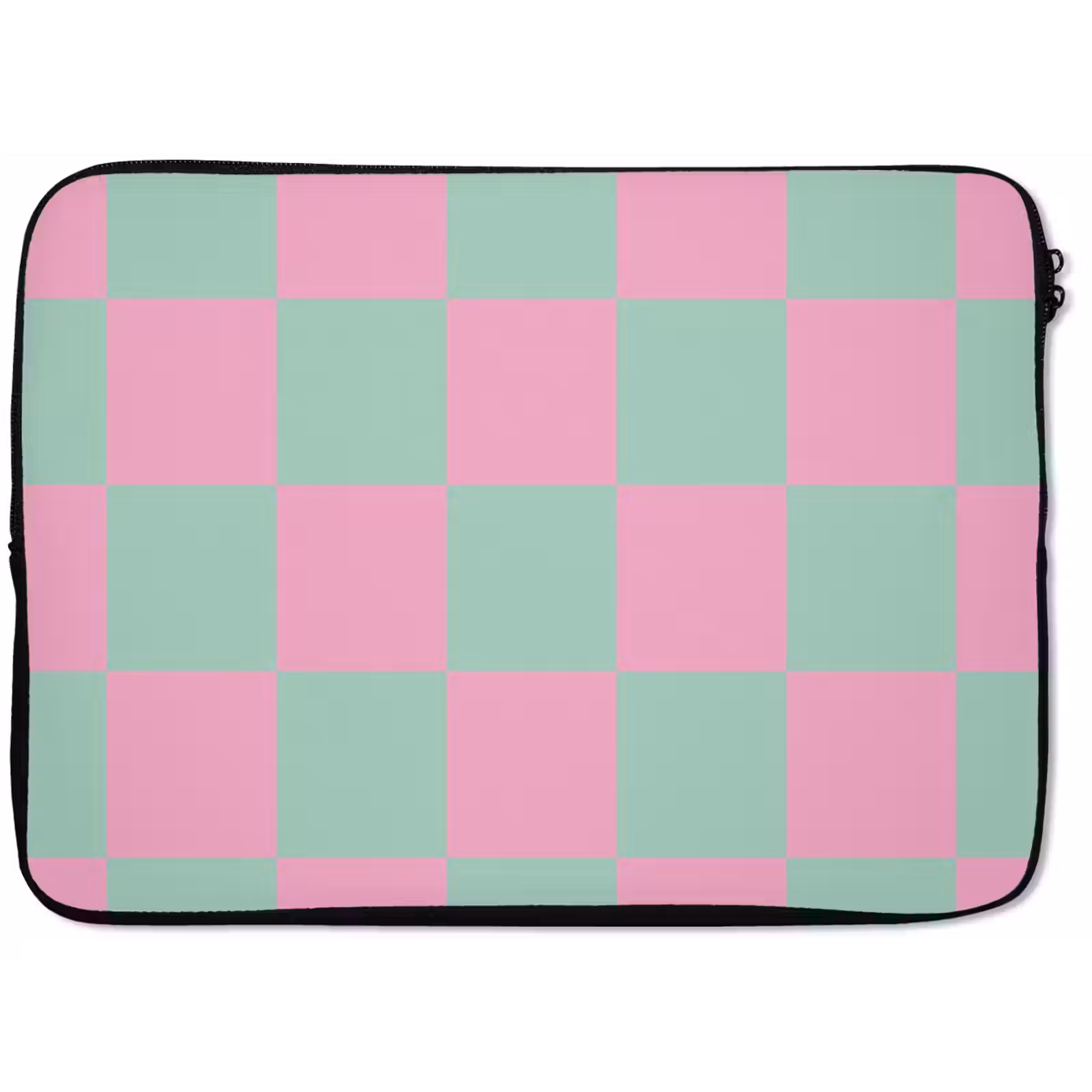 Laptophoes Schaakbord patroon - Groen - Roze - Blokjes — 1