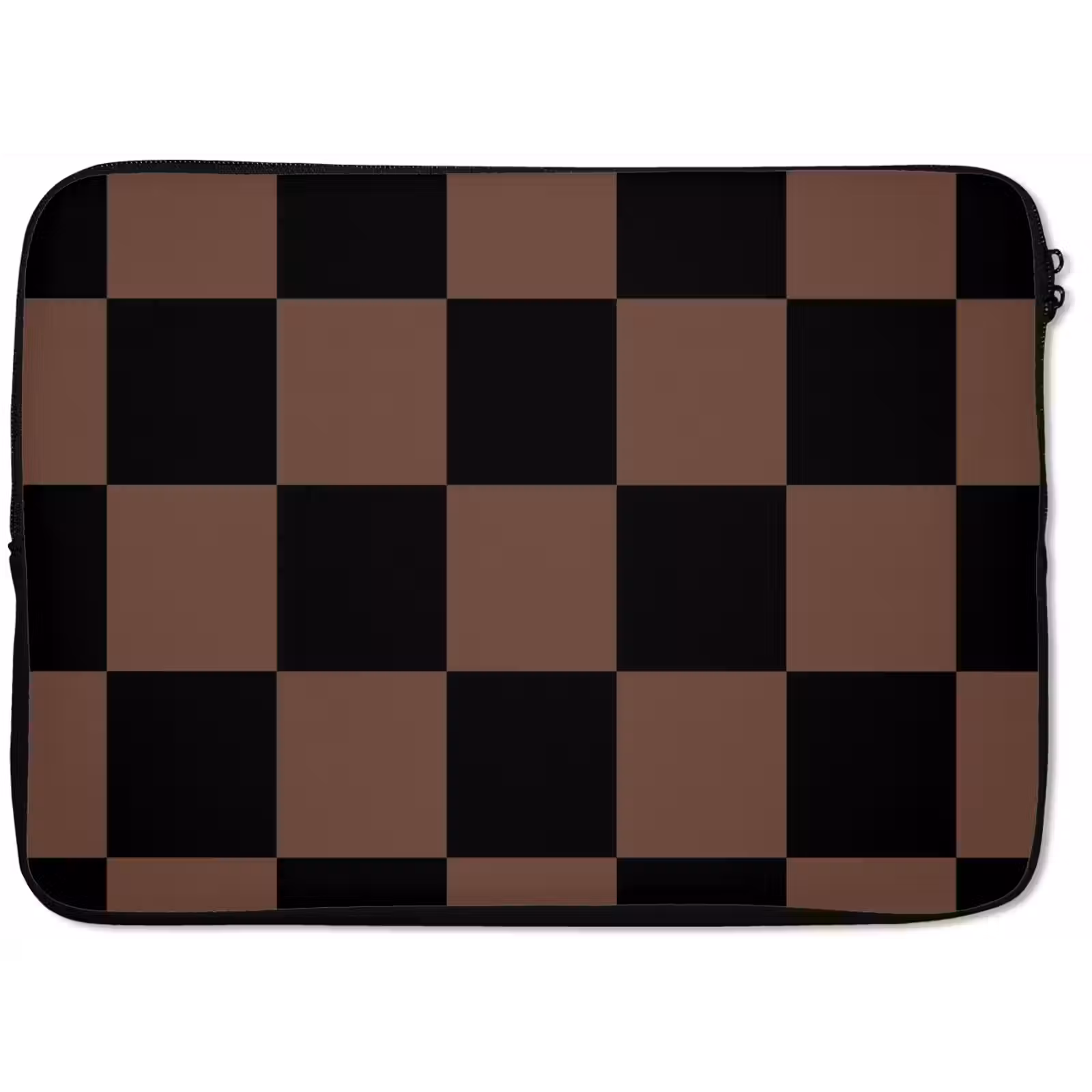 Laptophoes Schaakbord print - Bruin - Zwart - Blokjes — 1