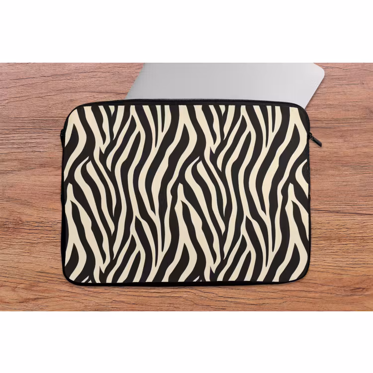 Laptophoes Zebra - Print - Klassiek - Zwart — 2