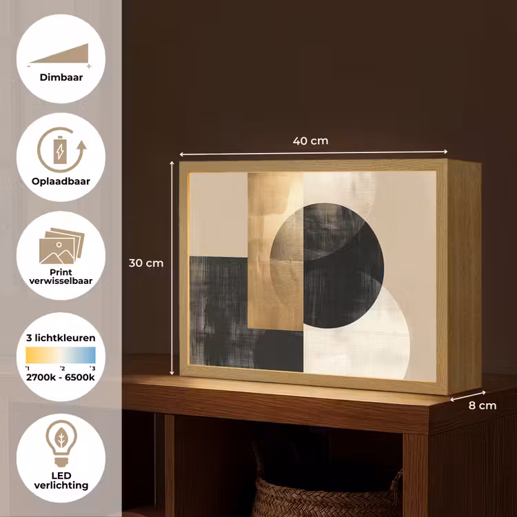 Lightbox - Wandlamp - Abstract - Modern - Zwart - Goud — 10
