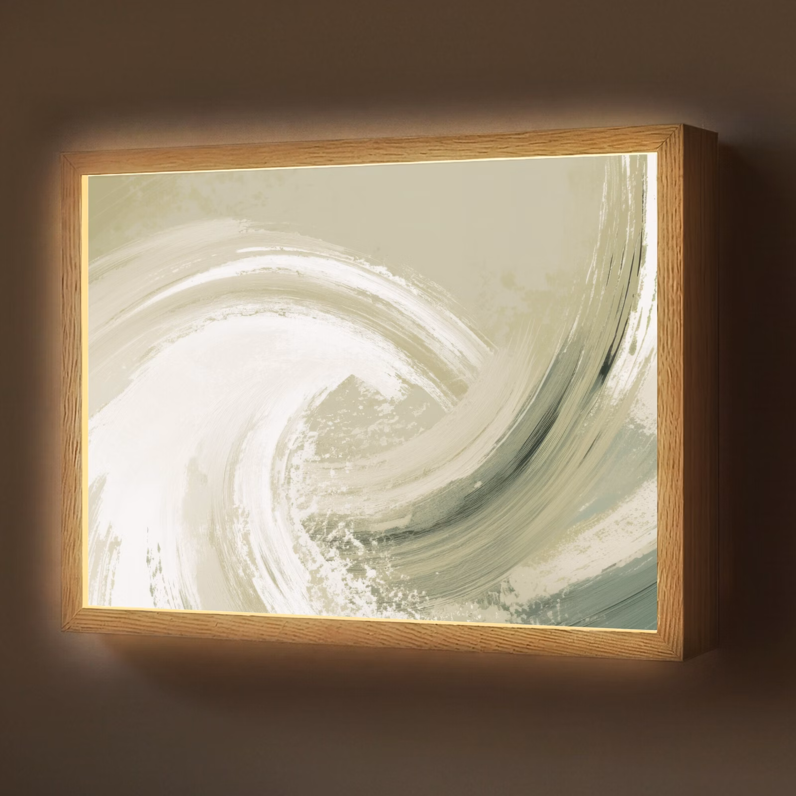 Lightbox - Wandlamp - Abstract - Penseelstreken - Golven - Groen — 1