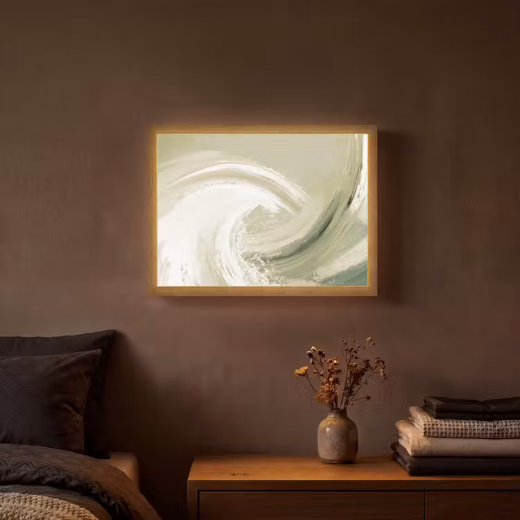 Lightbox - Wandlamp - Abstract - Penseelstreken - Golven - Groen — 3