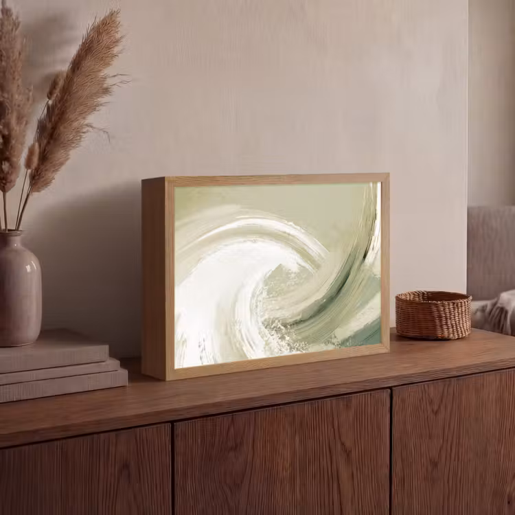Lightbox - Wandlamp - Abstract - Penseelstreken - Golven - Groen — 4