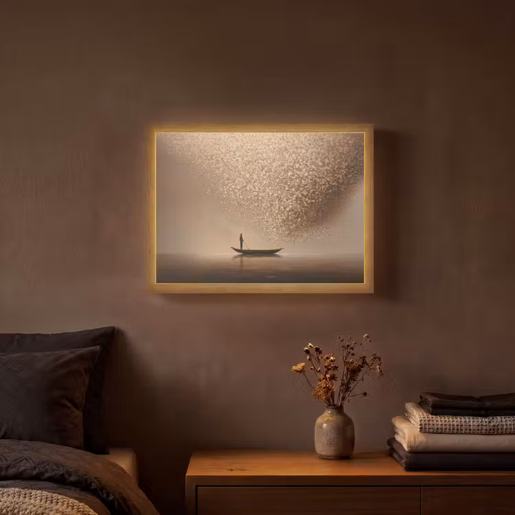 Lightbox - Wandlamp - Bootje - Blaadjes - Goud - Water — 3