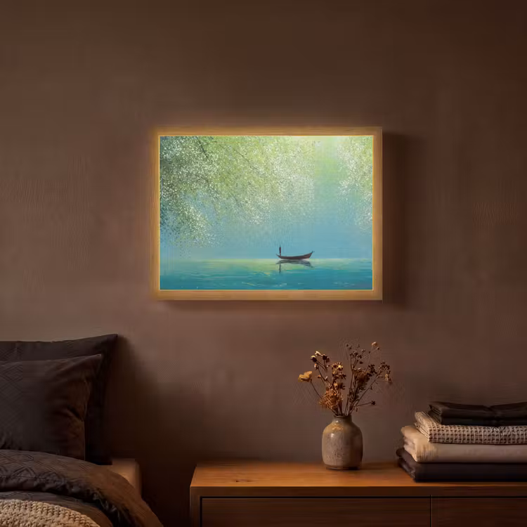 Lightbox - Wandlamp - Bootje - Water - Bladeren - Bloesems — 3
