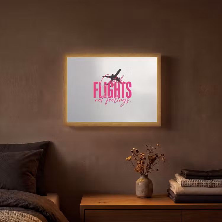 Lightbox - Wandlamp - Catch flights not feelings - Vliegtuig - Roze — 3