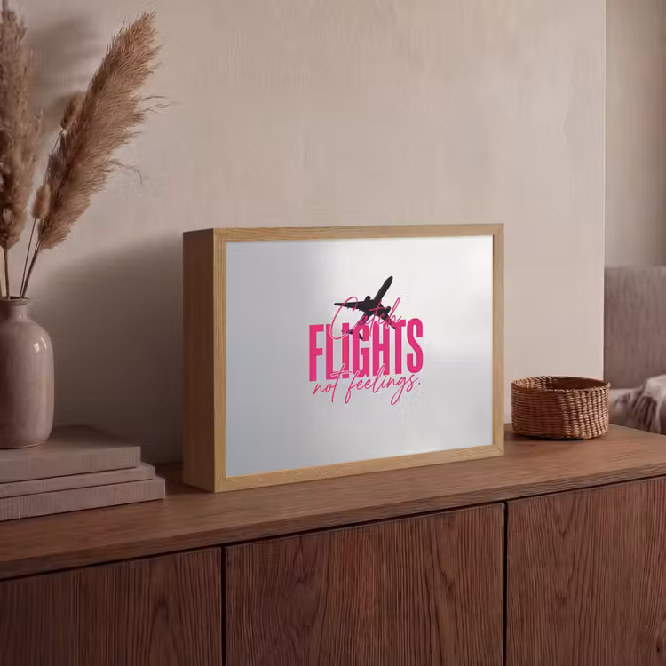Lightbox - Wandlamp - Catch flights not feelings - Vliegtuig - Roze — 4