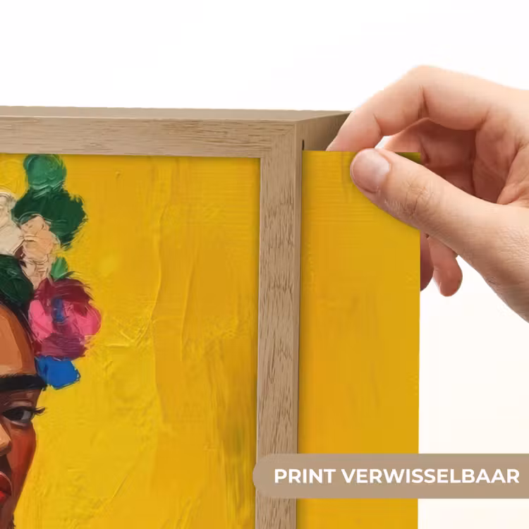Lightbox - Wandlamp - Frida Kahlo - Vrouw - Geel - Blauw - Bloemen — 5