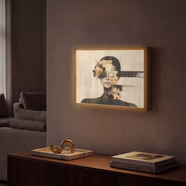 Lightbox - Wandlamp - Gezicht - Bloemen - Zwart - Vrouw — 2
