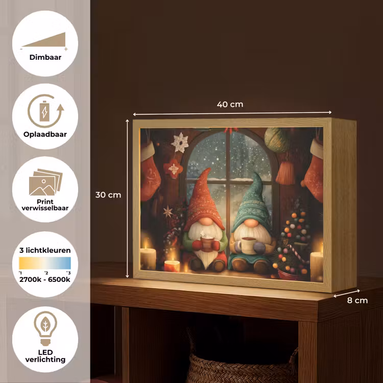 Lightbox - Wandlamp - Gnooms - Kerst - Raam - Kleurrijk — 10
