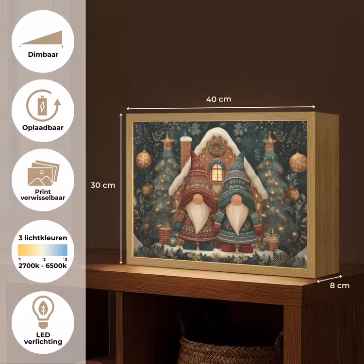 Lightbox - Wandlamp - Kerst - Gnomen - Peperkoekhuisje - Rood - Groen — 10
